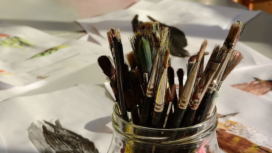 Brush, Art Education, Painting, Paint, paintbrush, indoors, mixing, close-up, day, art and craft