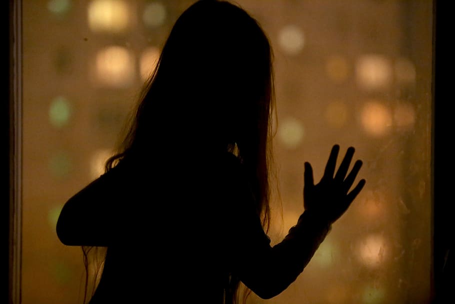 silhouette photography, long-haired girl, silhouette, photography, long-haired, girl, shadow, window, loneliness, emotions