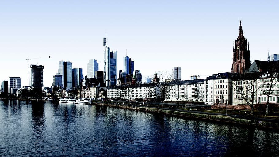 Alemanha, Frankfurt Am Main, Frankfurt, paisagem urbana, arquitetura, principal, cidade, construção, rio, urbano