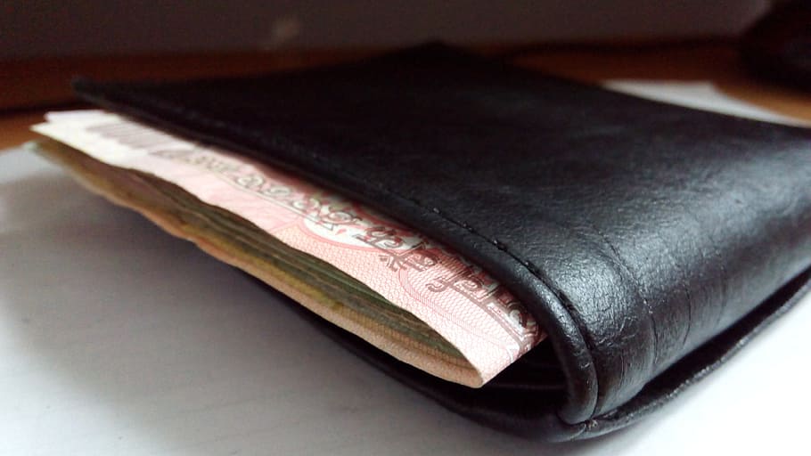 black, leather wallet, money, Purse, Indian Currency, Currency, Money, thousand rupees, cash, indian, finance