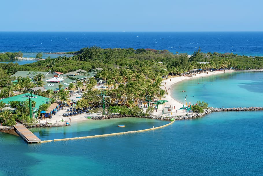 roatan, aerial view, beach, blue, tropical, caribbean, relax, tourism, travel, nature