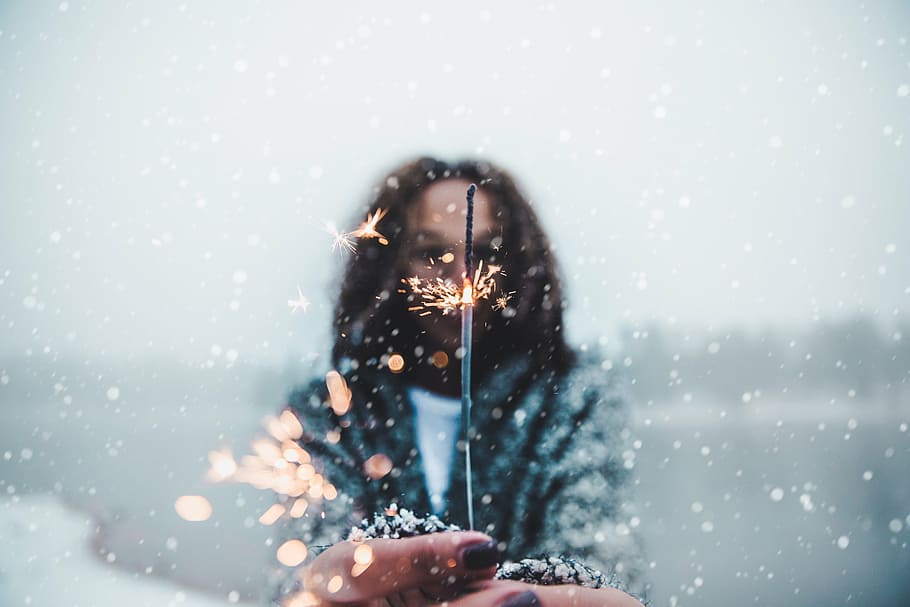woman folding fireworks, close, lighted, sparkler, people, female, girl, woman, hand, nail