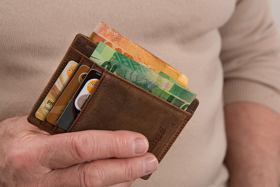 person, holding, wallet, banknotes, cards, credit card, cash, investment, money, financial