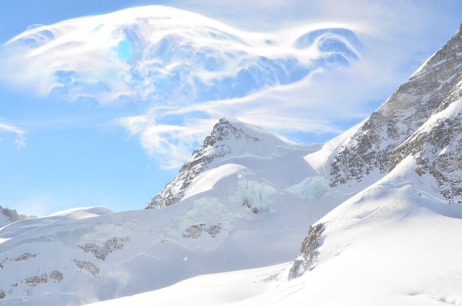 snow, coated, mountain, daytime, swiss, top of mountin, white mountin, snow mountin, interlaken, jungfrau
