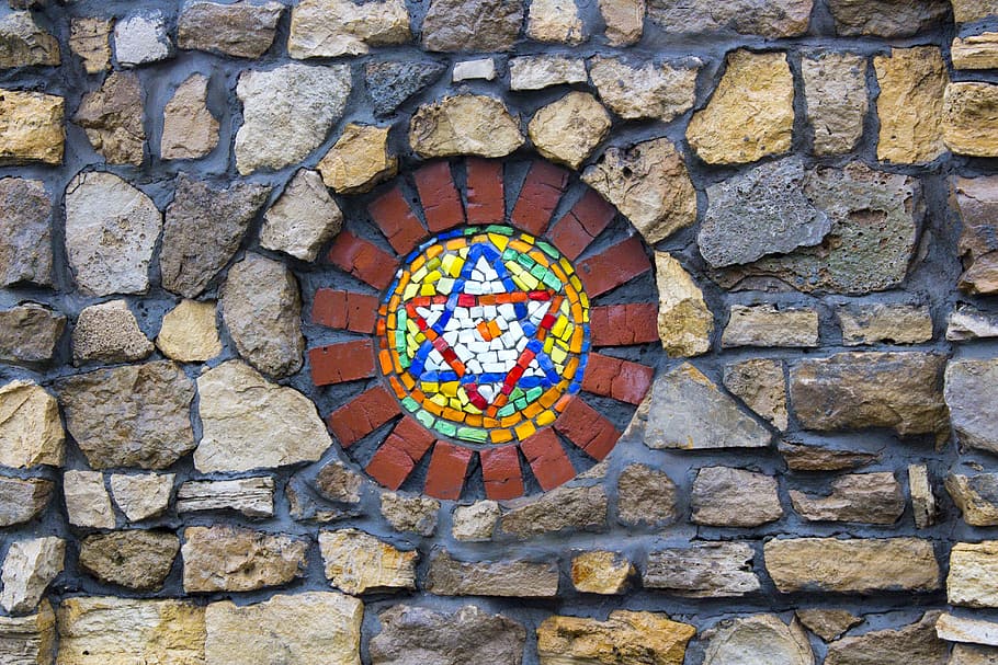 Estrela de Davi, Judaico, Religião, Judaísmo, Ornamento, Mosaico, Parede de pedra, Material de pedra, Arquitetura, Estrutura construída