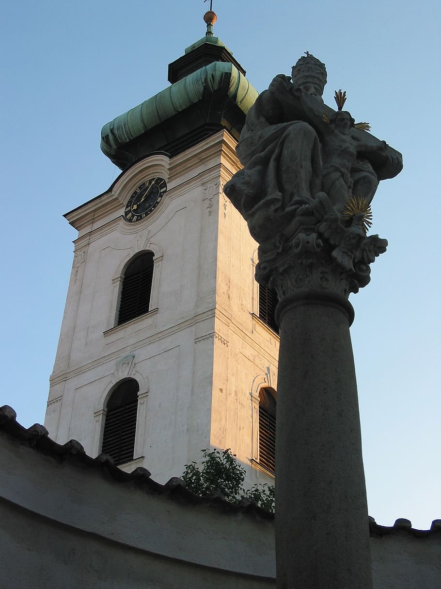 church, jesus, cross, czech republic, building, column, statue, stonework, stone, sculpture