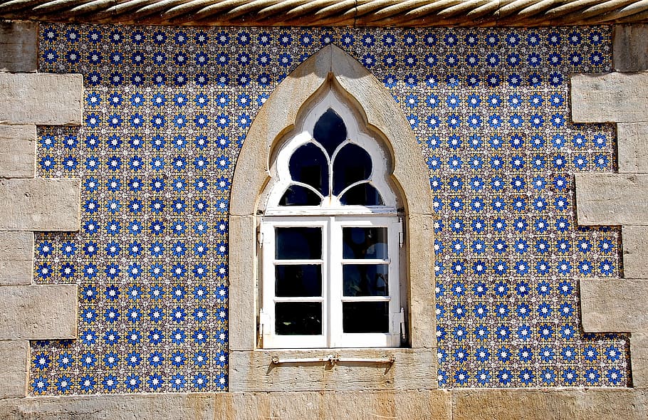 blanco, cristal de la ventana, durante el día, fotografía, ventana, Portugal, Sintra, castillo, fortaleza, fiesta