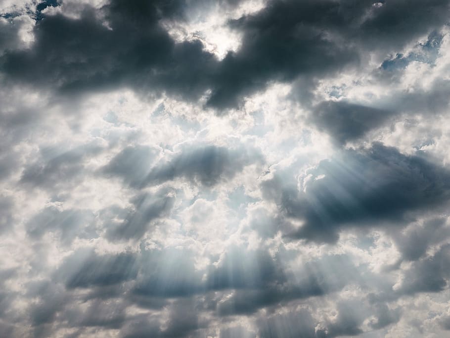 cloudy, sky, sun rays, light, white, clouds, sunlight, weather, backgrounds, cloudscape