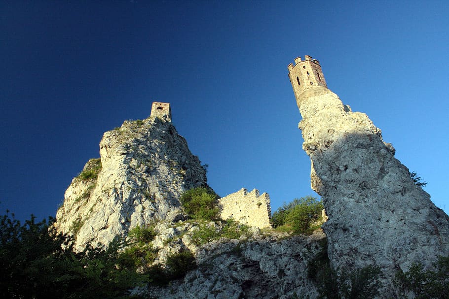 castle, devin, bratislava, slovakia, watchtower, rock, observation tower, sky, history, solid