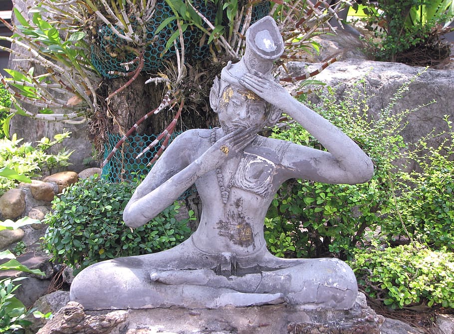 estátua rue-si datton, medicina tradicional tailandesa, wat pho, tailândia, escultura, representação humana, representação, arte e artesanato, estátua, semelhança masculina