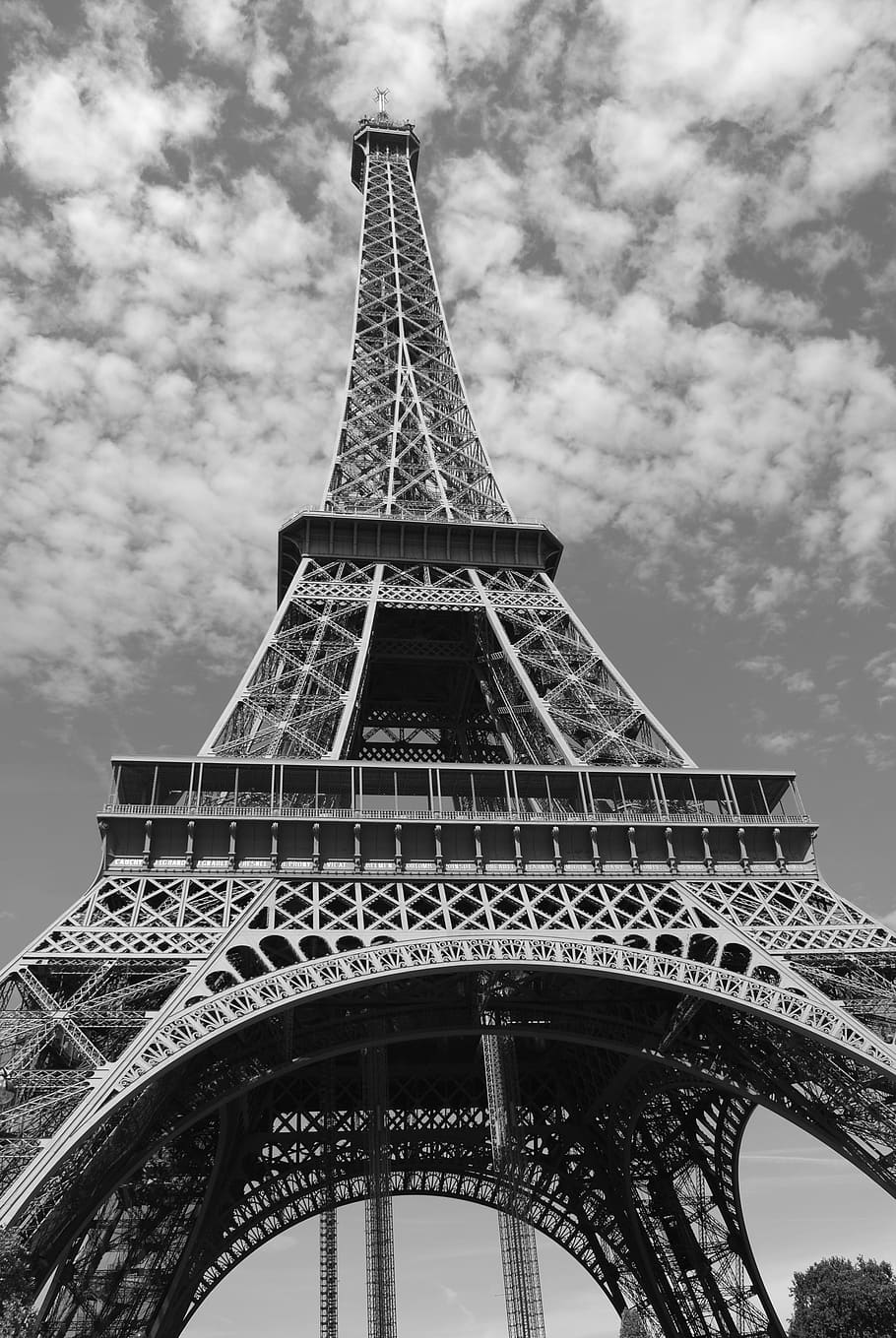 bajo, fotografía de ángulo, torre eiffel, parís, francia, torre, hito, europa, francés, viajes