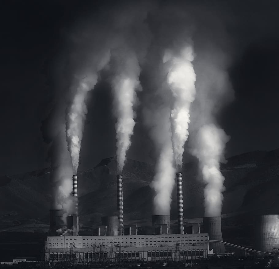 fumar, fábrica, contaminación, industria, medio ambiente, chimenea, industrial, fabricación, energía, smog