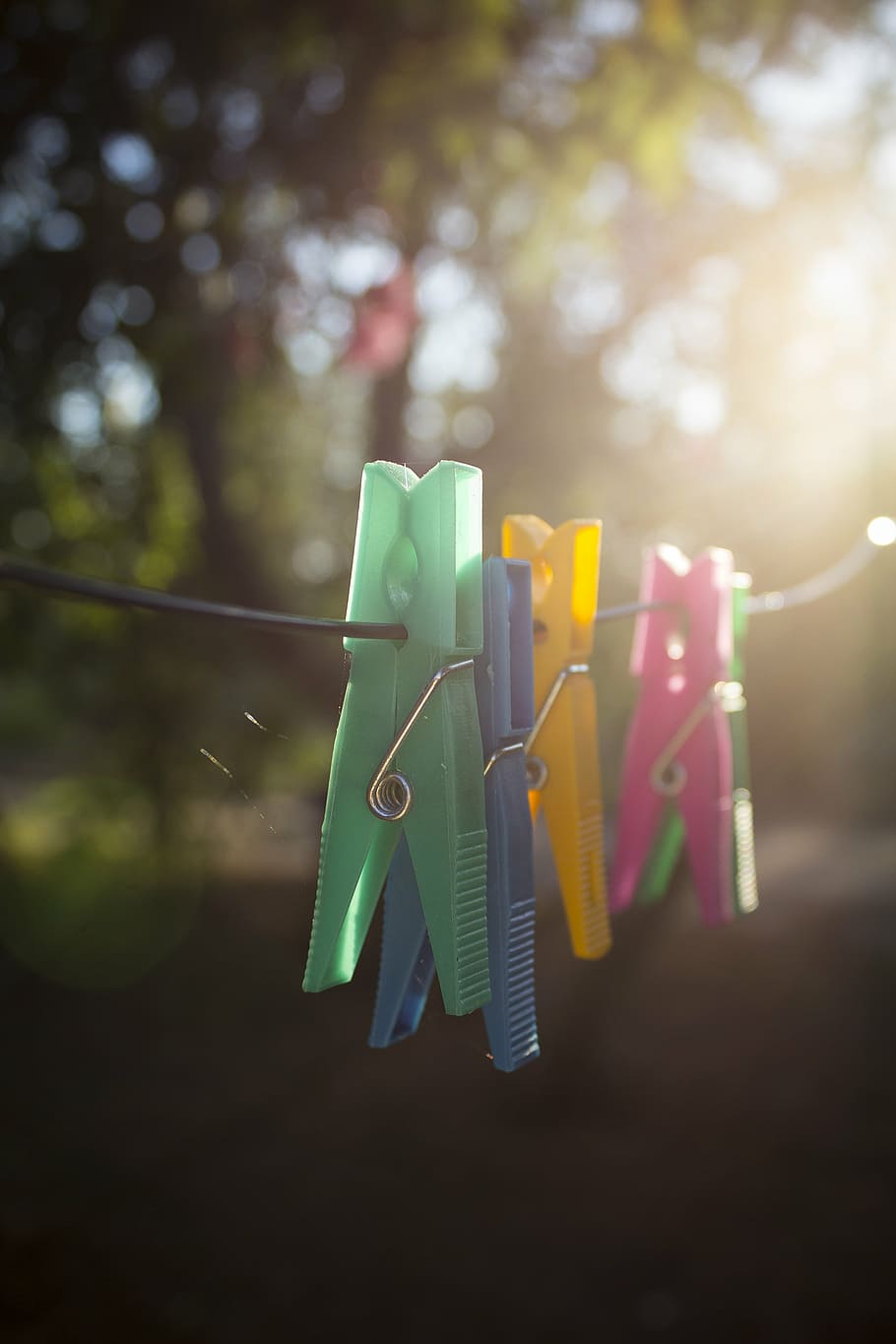 assorted-color clips, black, wire, pin, clothespin, clip, clothes, colorful, green, blue