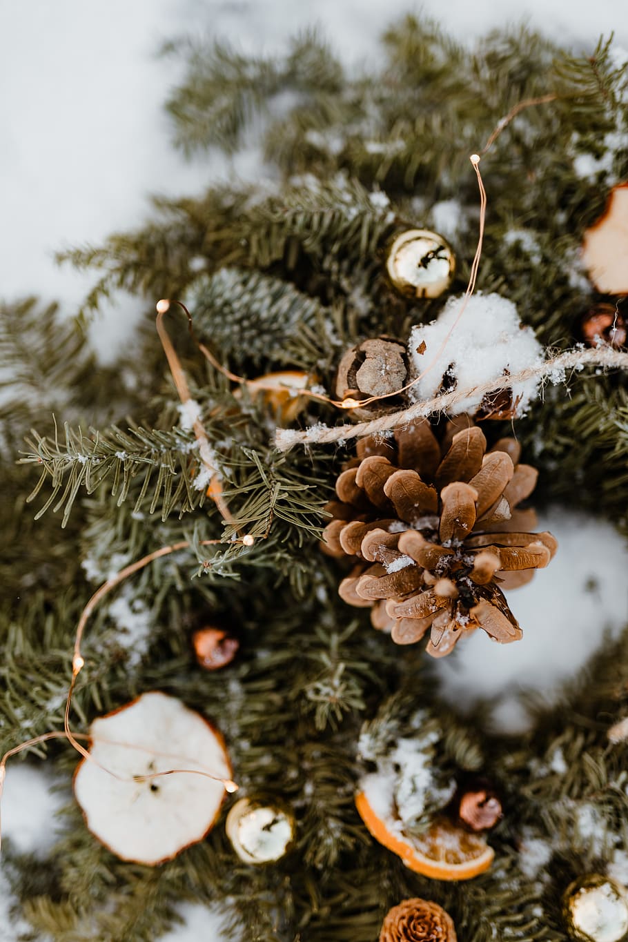 natal, decoração, decorações, dezembro, neve, Inverno, Coroa de flores, planta, árvore, natureza