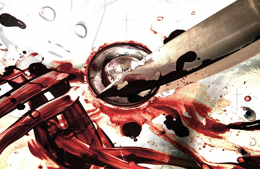 pisau, wallpaper noda darah, darah, bunuh, pembunuhan, merah, noda darah, kejahatan, pisau dapur, kesalahan