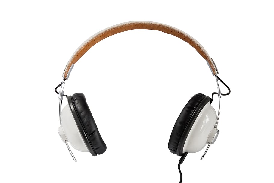 headphone, audio, music, sound, earphones, listen, headset, entertainment, white background, studio shot