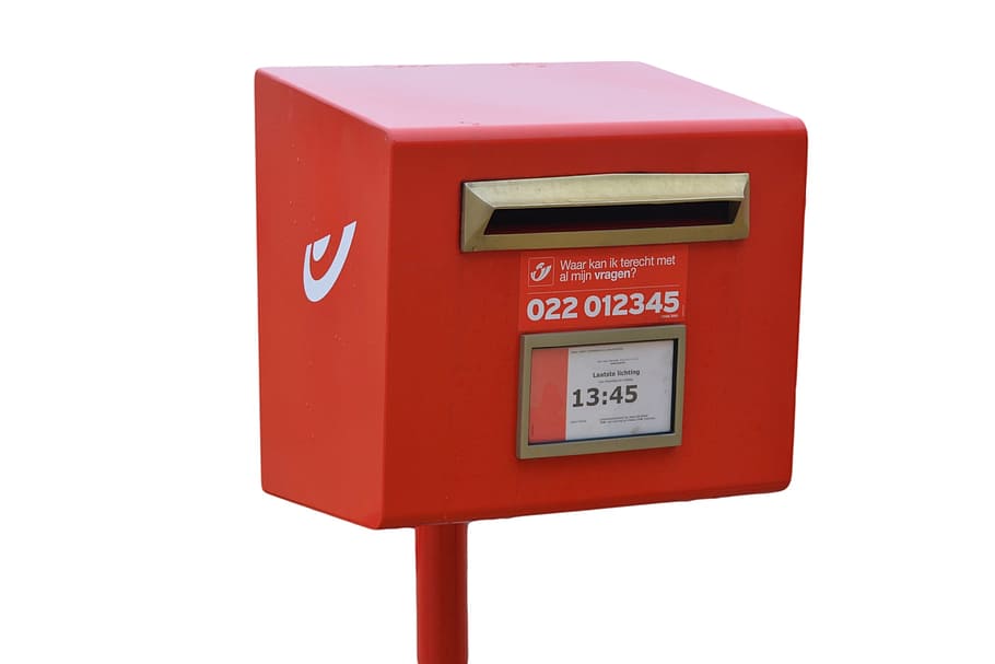 Mailbox, Post, Slot, red, mail, communication, correspondence, day, fire alarm, text