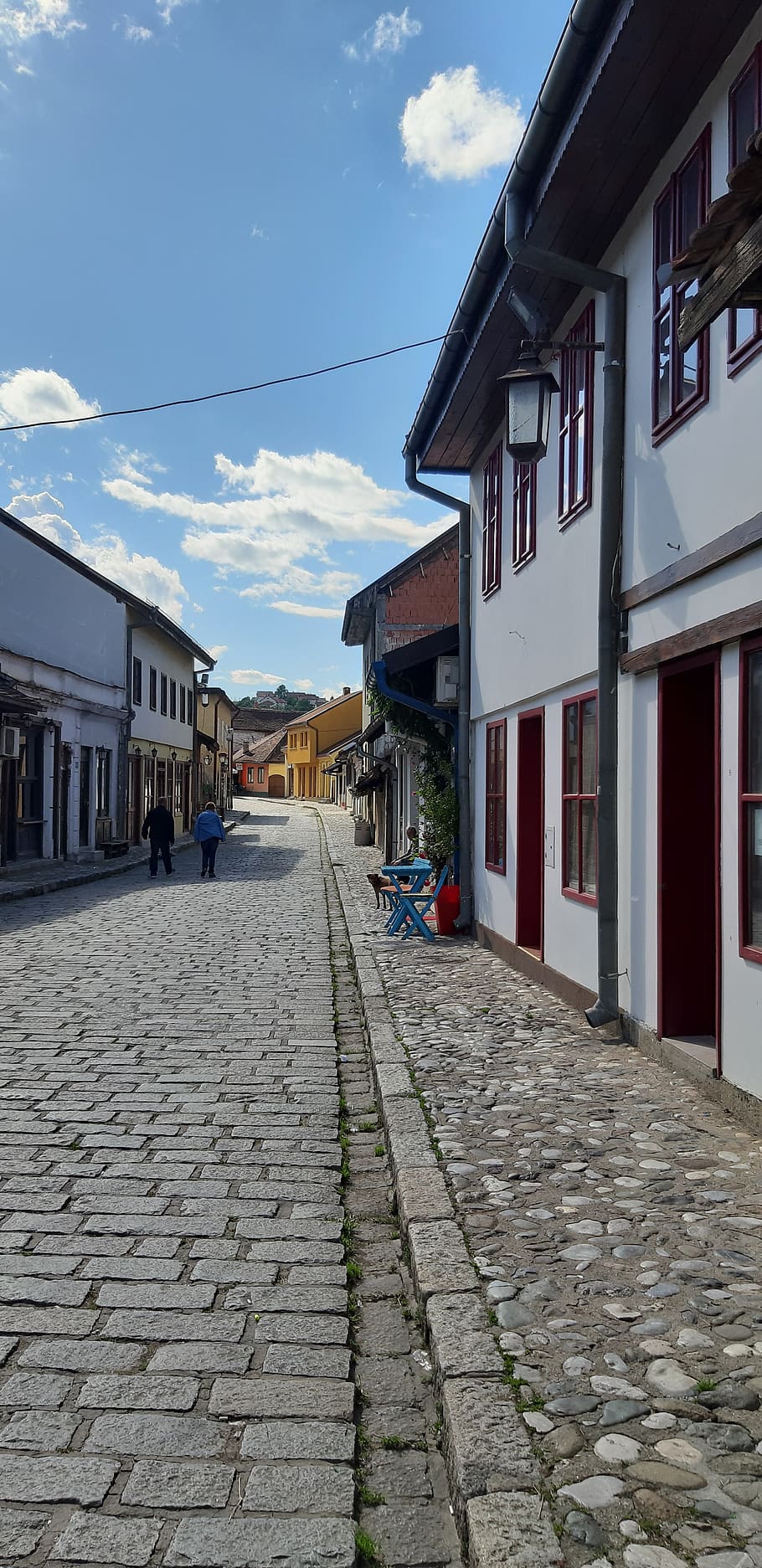 old town, houses, facade, old, city, oriental, street, cobblestones, valjevo, serbia