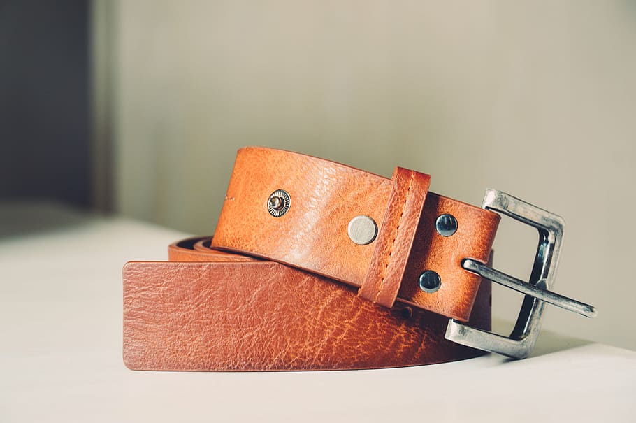 brown, leather belt, white, surface, selective, focus, leather, belt, textile, fashion