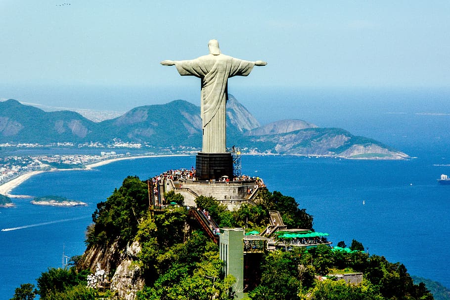brasil, janeiro, paisagem, cristo, jesus, redentor, onda, montanha, turismo, baía