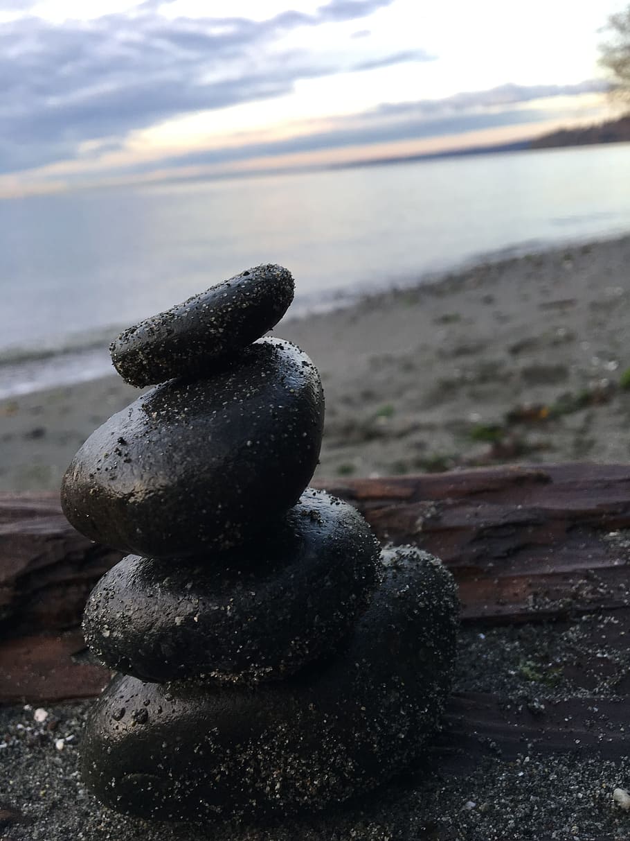 alam, batu, batu keseimbangan, seattle, batu - objek, keseimbangan, tumpukan, padat, seperti zen, air