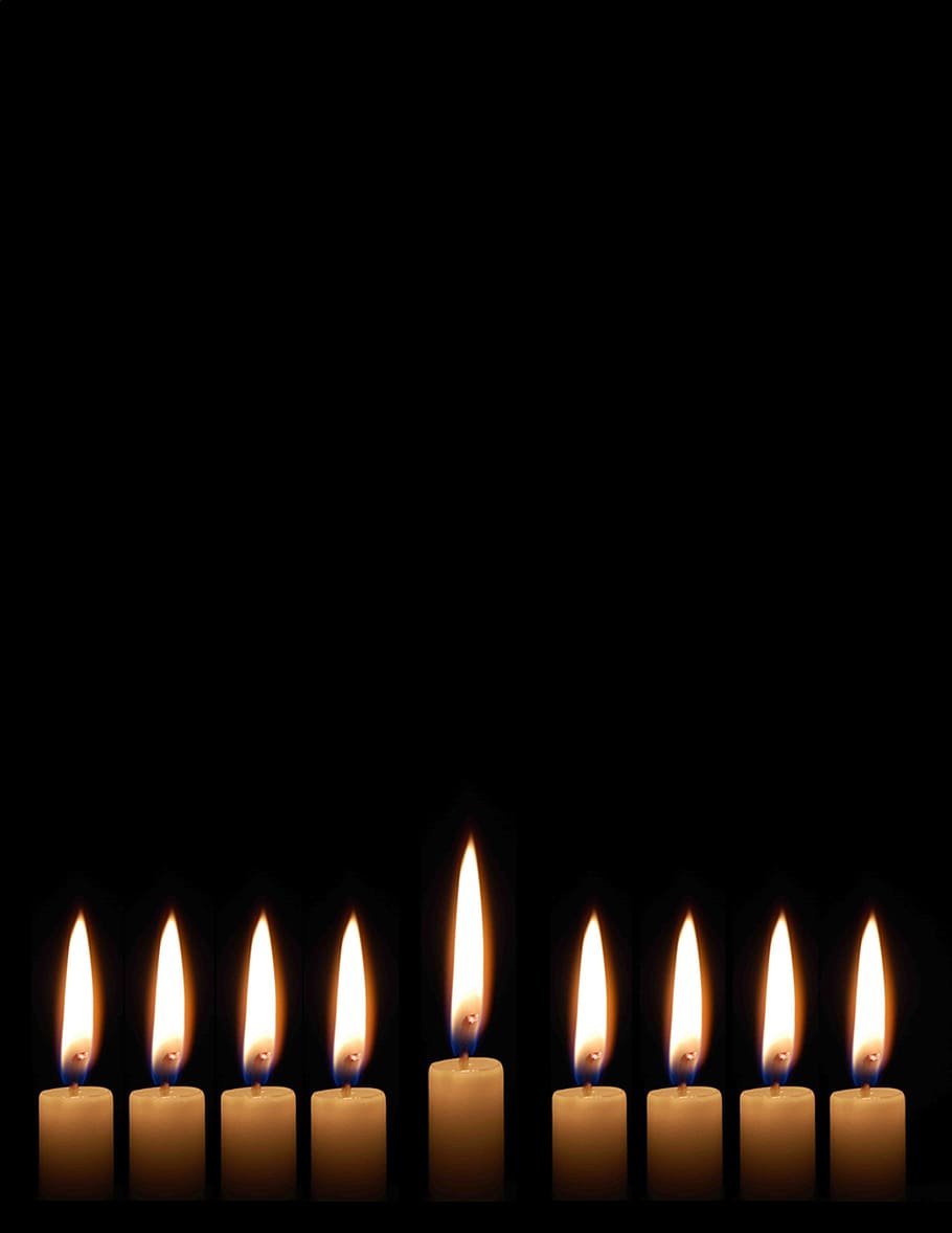 Janucá, velas, fuego, luz, judíos, religiosos, festival, menorá, fondo, quema