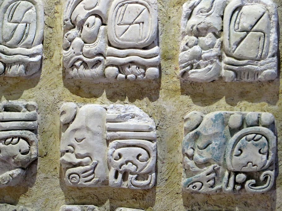 Palenque, Museum, Mayan Glyphs, writing, sign, columbian, maya, mesoamerica, carving - craft product, human body part
