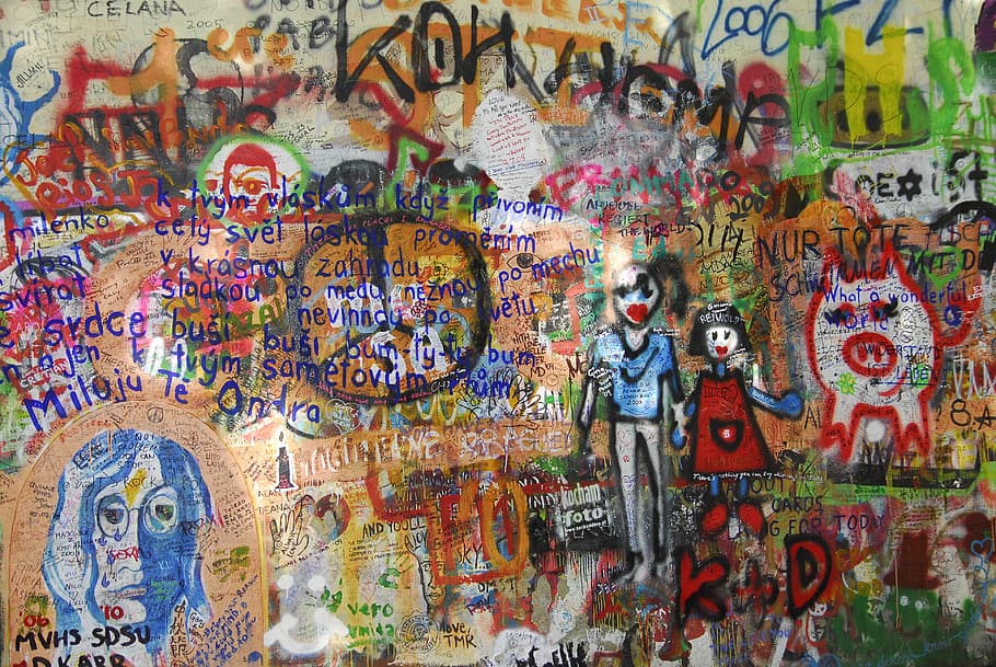 色とりどりの壁の落書き, 落書き, アート, 壁, ストリートアート, 創造性, カラフル, スプレー, hauswand, 色付き
