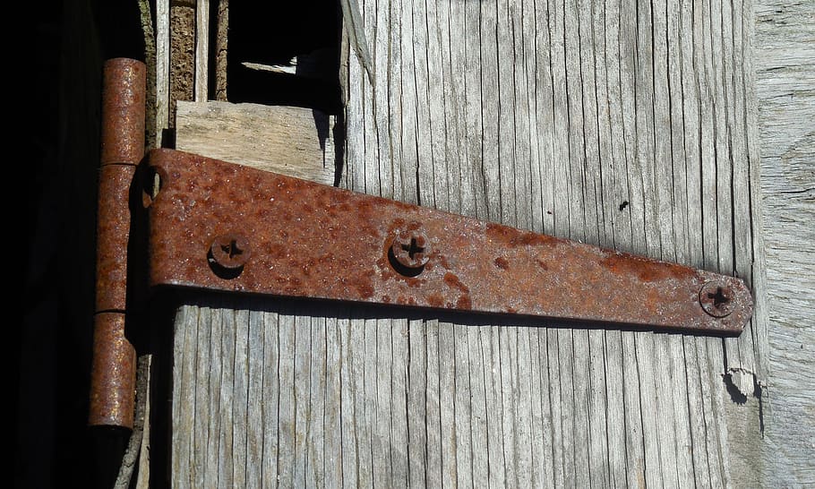 rusty, hinge, old, texture, door, metal, grunge, vintage, iron, wood