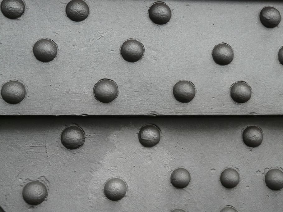 Metal, Iron, Rivet, Wall, Carrier, iron carrier, backgrounds, full frame, in a row, control panel