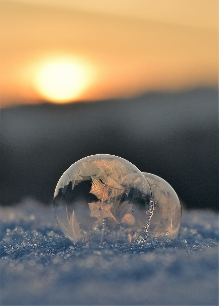 Soap Bubbles, Frozen Bubble, frozen, eiskristalle, wintry, cold, ball, winter, frost, ice