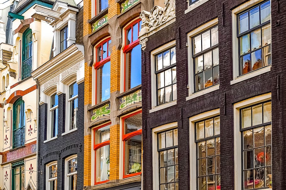 home, house, facade, brick, painted brick, brown, amsterdam, netherlands, holland, europe