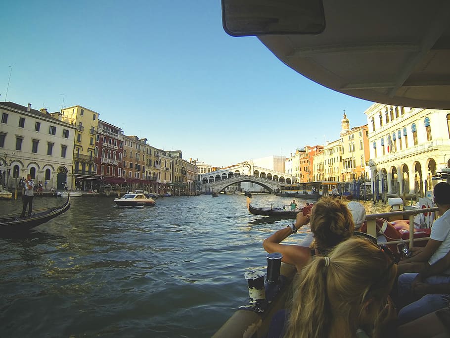 Venesia, Italia, Berlayar, Kanal Grande, jembatan, rialto, vaporetto, venezia, Venesia - Italia, kanal
