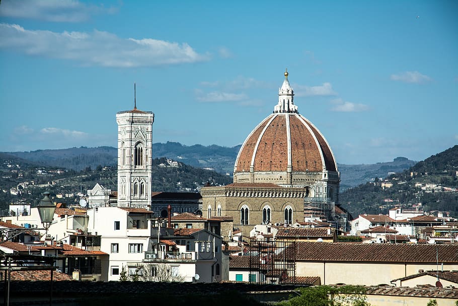 florence, tuscany, landscape, duomo, dome, monument, city, building exterior, architecture, built structure