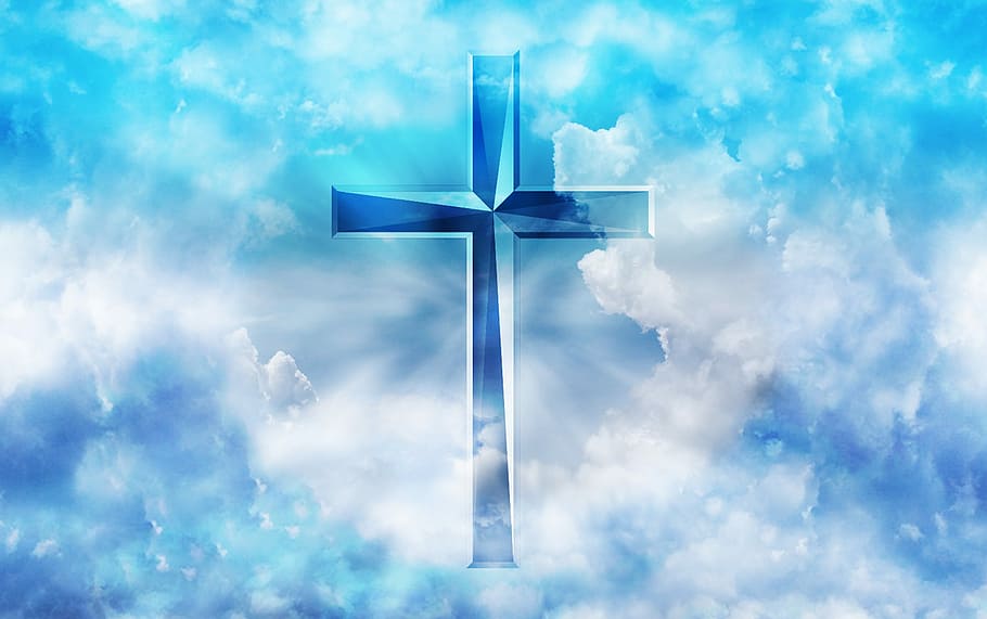 azul, cruz, fondo de pantalla de nubes, jesús, cristo, dios, evangelio, cristiano, cristianismo, iglesia