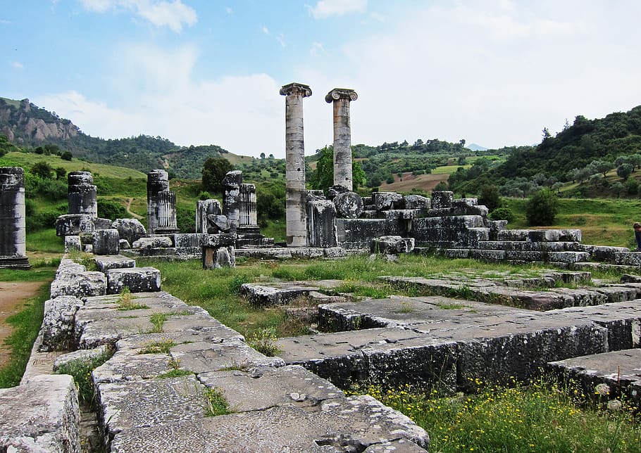ruínas romanas, sardas, turquia, romano, antigo, velho, ruína, arquitetura, história, coluna
