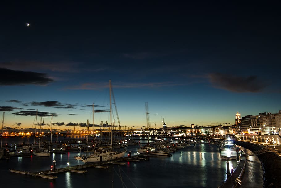 Evening, Marina, Boats, Vessel, this evening, portugal, salt water, tranquility, porto, ponta delgada
