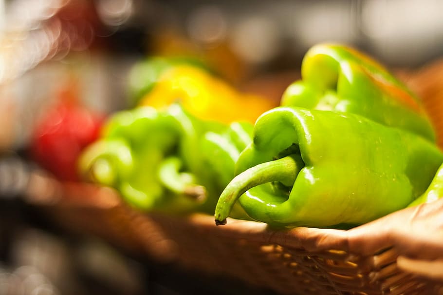 selective, focus photo, bell peppers, Peppers, Spicy, Food, Vegetable, spicy, food, red, sauce