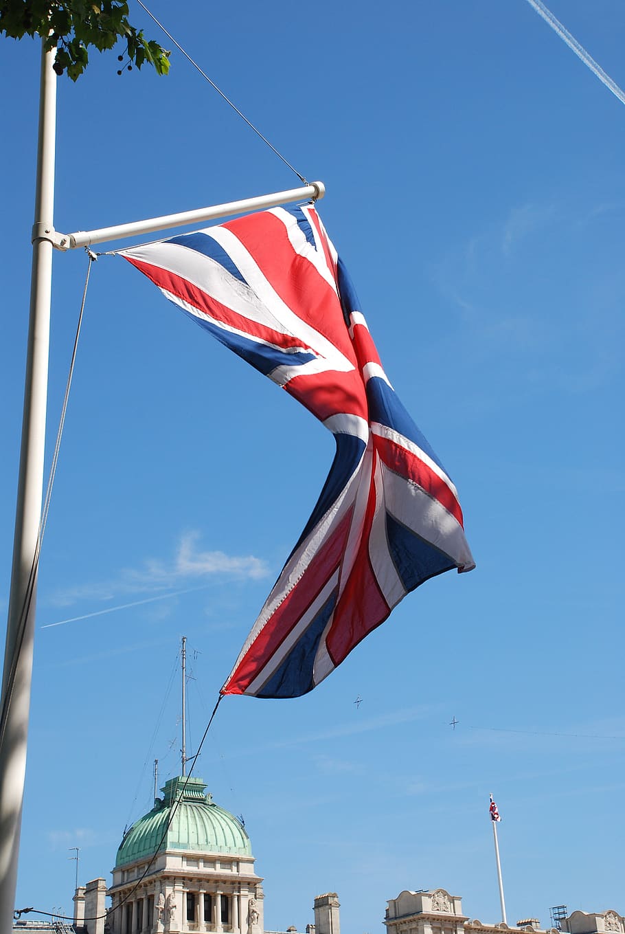 union jack, london, flag, patriotism, sky, wind, low angle view, environment, independence, nature