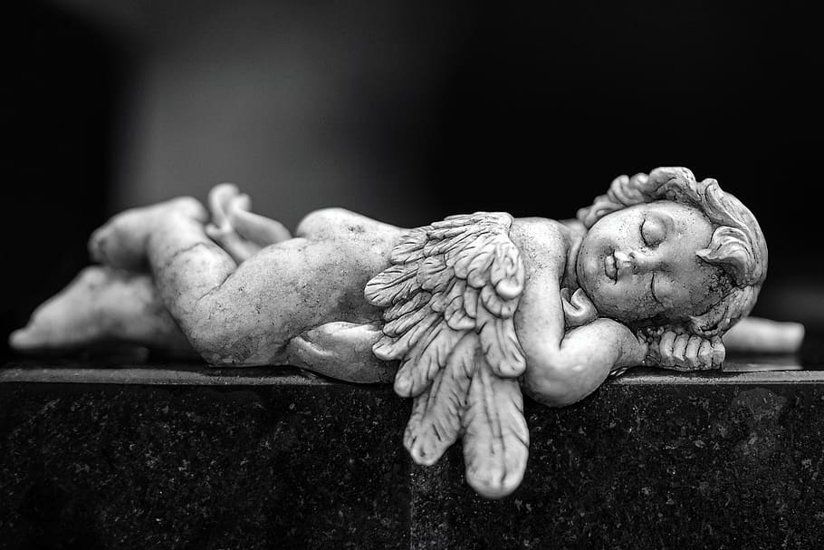 art, angel, statue, cemetery, sleeping, rest, tired of the, white, stone, tombstone