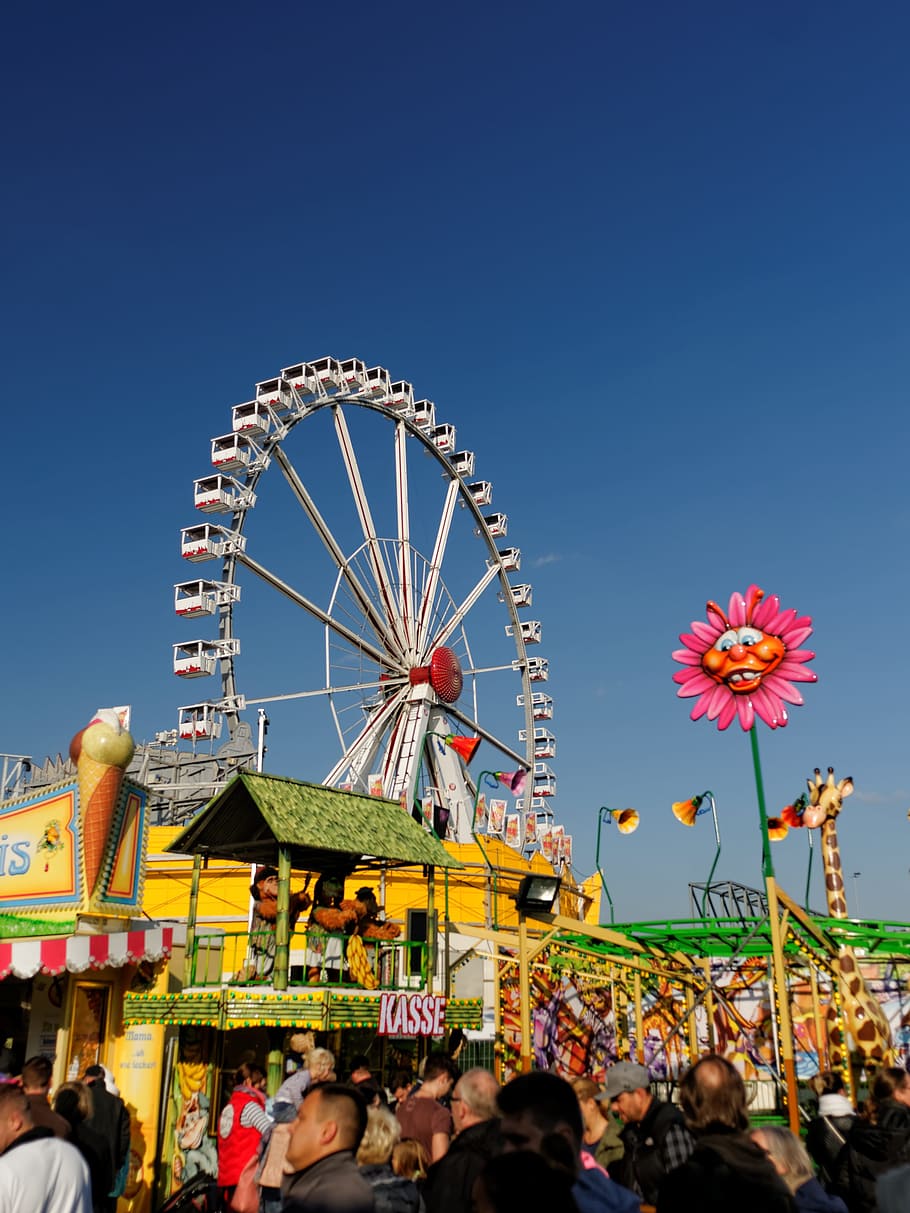 bremen, year market, folk festival, fair, ferris wheel, carousel, crowd, amusement park, group of people, sky