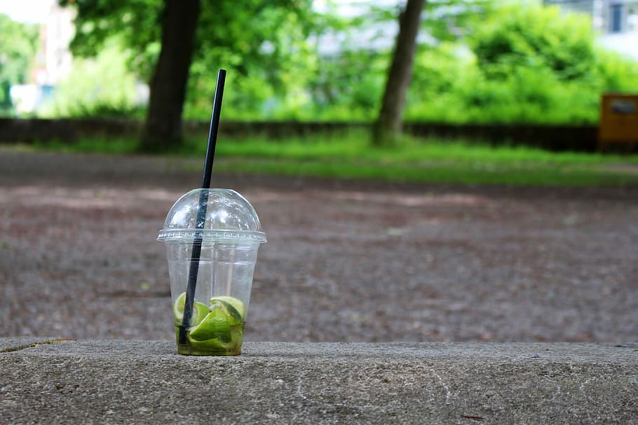 clear, plastic, disposable, cup, Smoothie, Plastic Cups, Empty, drink, focus on foreground, water