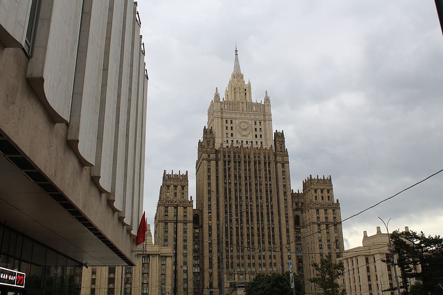 Moscú, el ministerio de, Rusia, hidromiel, capital, diplomacia, asuntos, extranjero, cielo, estructura