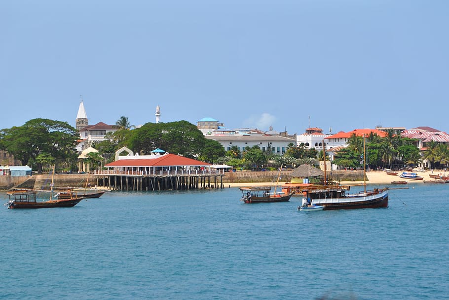 Stone Town, Zanzíbar, Capital, Puerto, Mar, agua, embarcación náutica, estructura construida, frente al mar, al aire libre