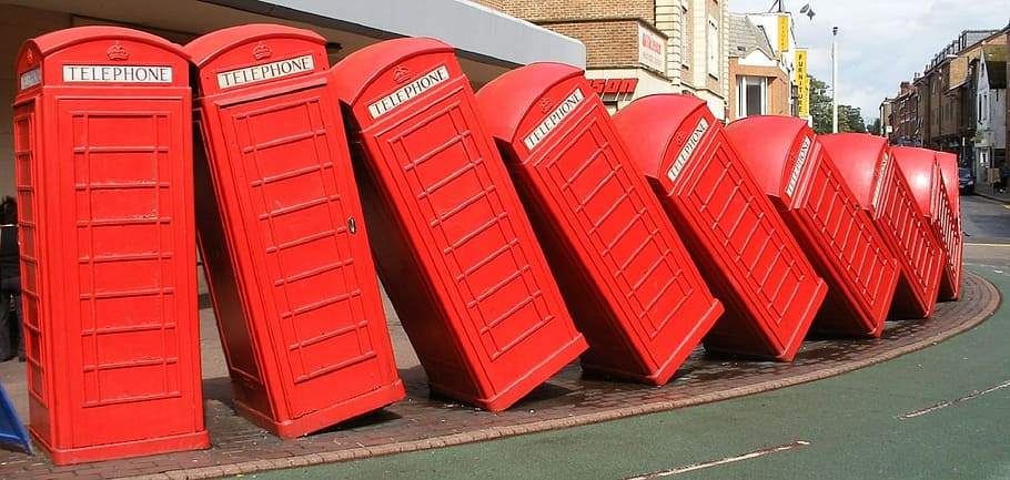 domino portalet, Sculpture, Red, Telephone, phoneboxes, red, telephone, boxes, attraction, britain, kingston