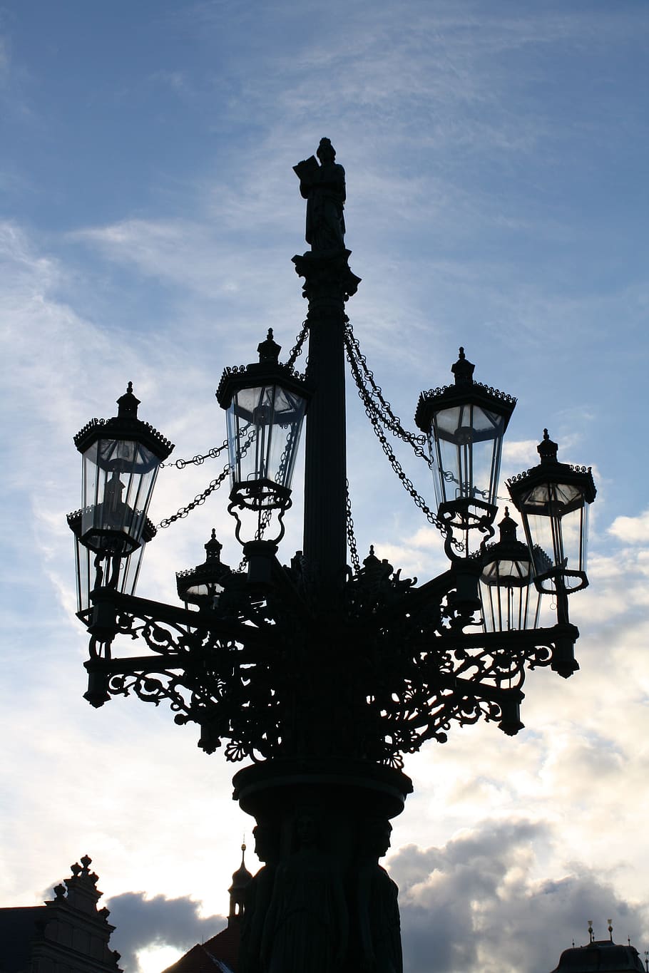 lamp, candlestick, lighting, prague, czech republic, sky, cloud - sky ...
