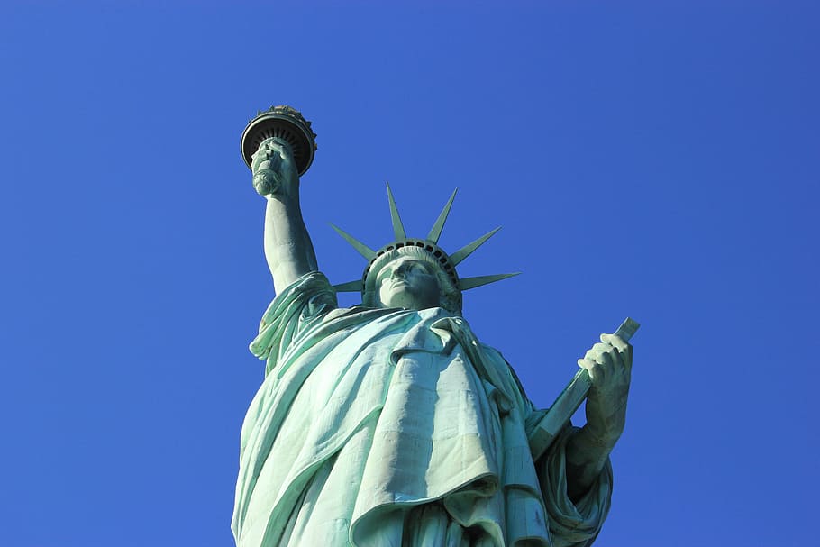 estatua, libertad, nuevo, York, estatua de la libertad, antorcha, America, punto de referencia, Nueva York, antorcha llameante