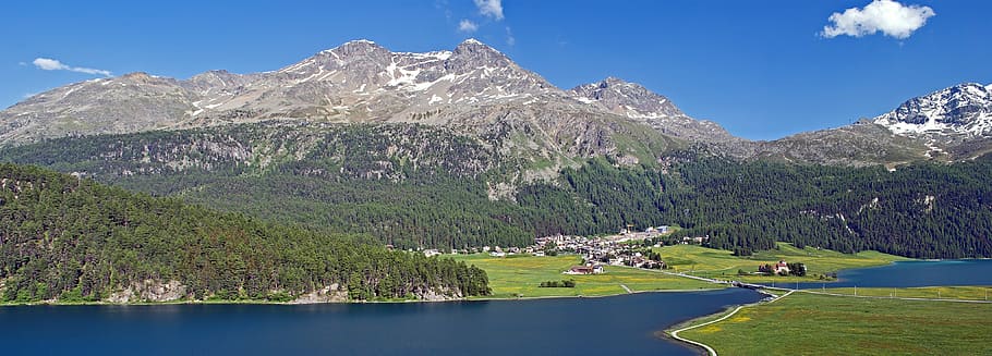 hamlet, town, village, switzerland, lakes, mountains, scenic, rural, scenery, countryside