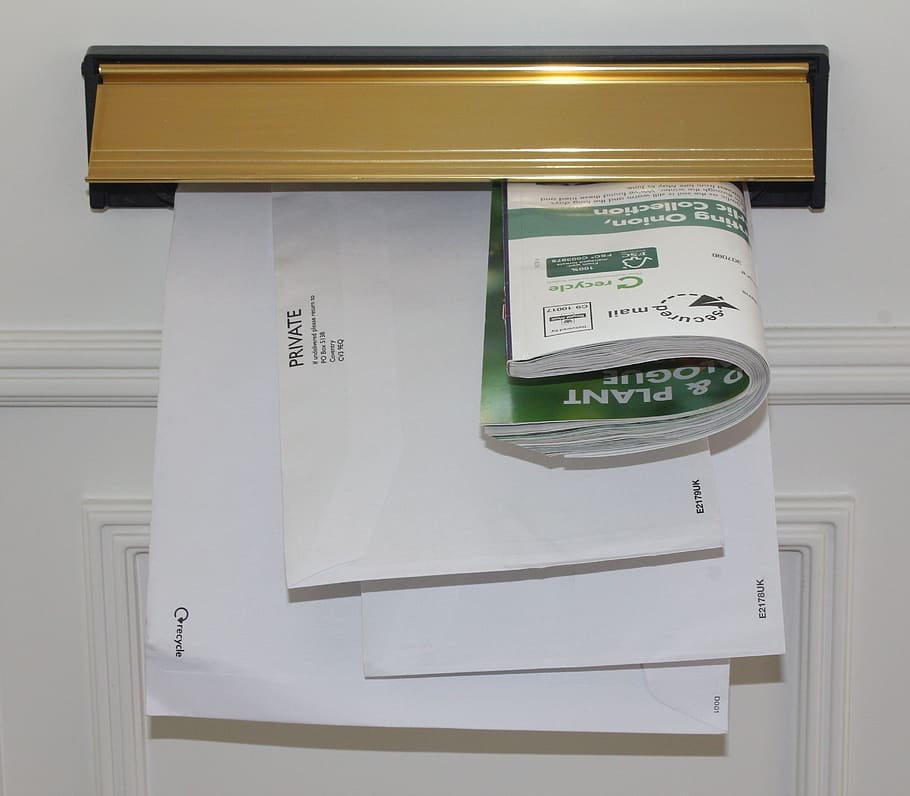door, letterbox, mail, communication, post, delivery, text, western script, close-up, paper