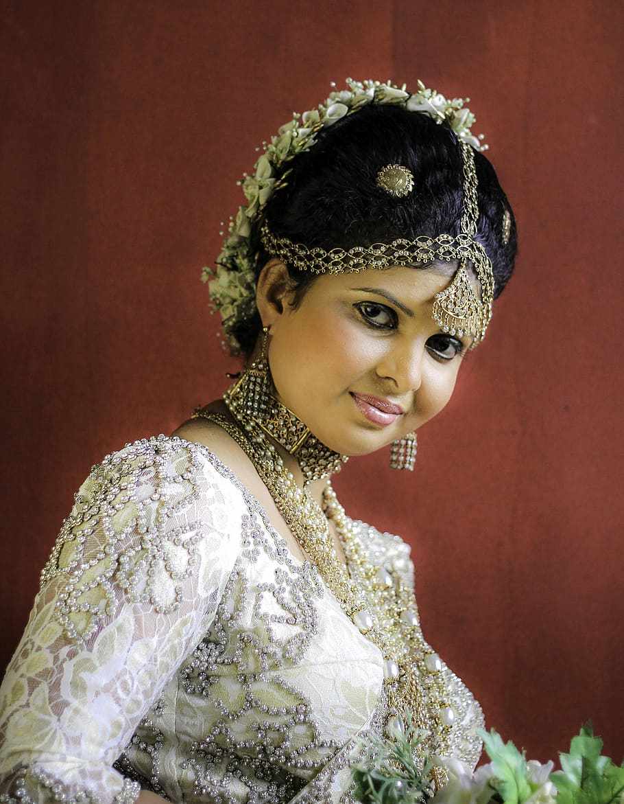 Novia, Sri Lanka, vestido, mujer, fotos, matrimonio, dominio público, mujeres, culturas, personas